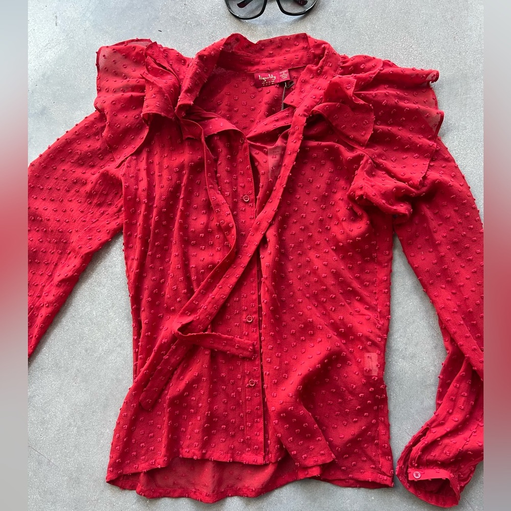 Tigerlily Red Textured Blouse